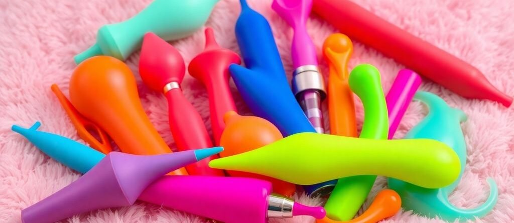 Jouets intimes colorés sur un fond doux et accueillant.